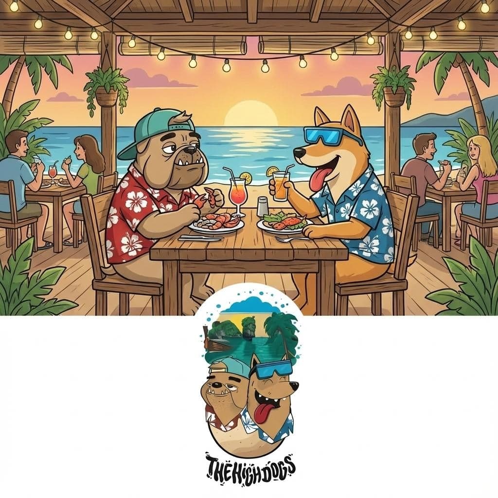 Beach restaurant sunset vibe