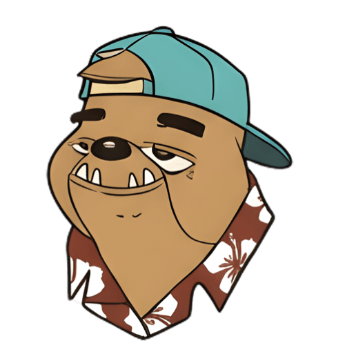 Bulldog mascot in a teal cap